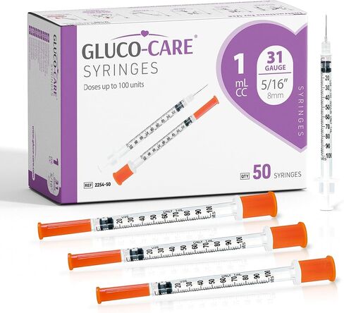 1ml /cc Syringes 31G x 5/16’’ (8mm), Orange Cap, Box of 50 pcs in Kuwait