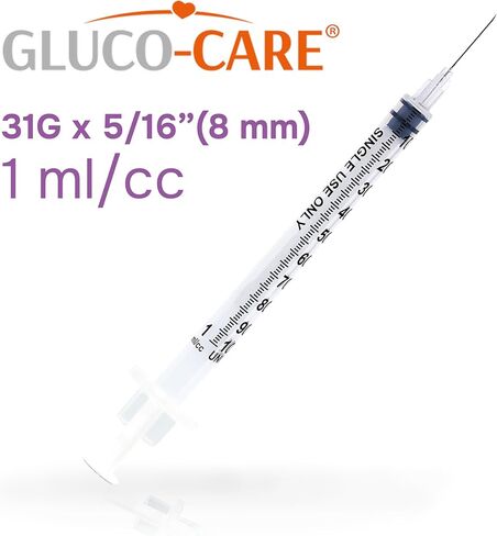 1ml /cc Syringes 31G x 5/16’’ (8mm), Orange Cap, Box of 50 pcs in Kuwait