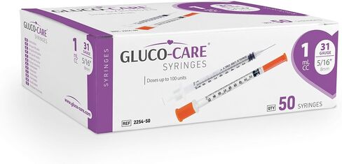 1ml /cc Syringes 31G x 5/16’’ (8mm), Orange Cap, Box of 50 pcs in Kuwait