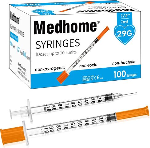 1ml 29G 1/2 Inch Syringe, Lab Syringes Individually Wrapped, Pack of 100 in Kuwait