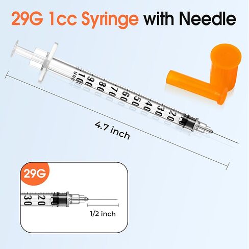 1ml 29G 1/2 Inch Syringe, Lab Syringes Individually Wrapped, Pack of 100 in Kuwait