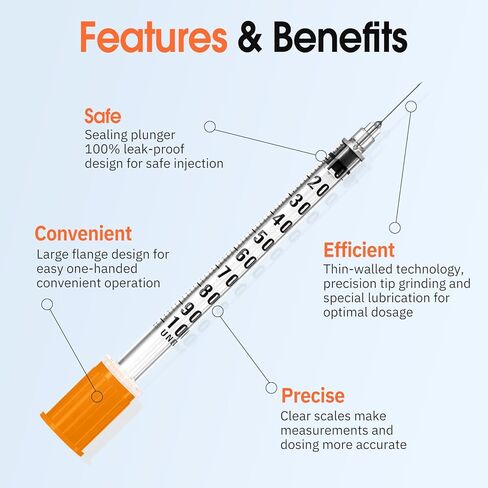 1ml 29G 1/2 Inch Syringe, Lab Syringes Individually Wrapped, Pack of 100 in Kuwait