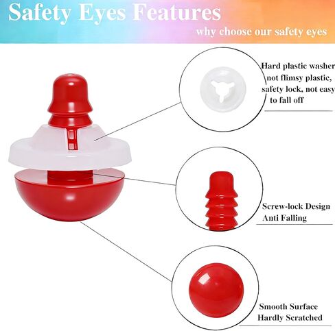 BESTCYC 1Box(112pcs) 10mm Plastic Safety Eyes, 8Colors Threaded Locked Design Craft Eyes with Washers for DIY Making and Repair Making of Amigurumi Stuffed Animal,Doll,Toy, Crochet, Supplies in Kuwait