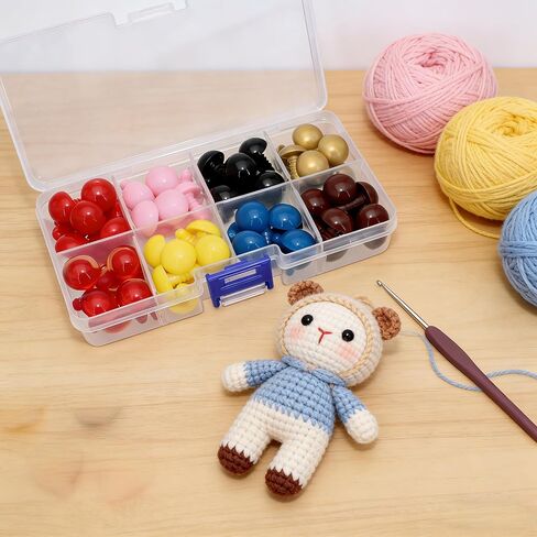 BESTCYC 1Box(112pcs) 10mm Plastic Safety Eyes, 8Colors Threaded Locked Design Craft Eyes with Washers for DIY Making and Repair Making of Amigurumi Stuffed Animal,Doll,Toy, Crochet, Supplies in Kuwait