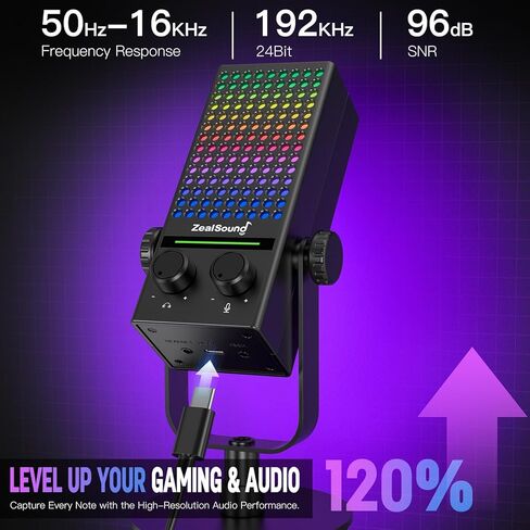 ميكروفون ألعاب ZealSound لأجهزة Xbox، وأجهزة الكمبيوتر الشخصية وأجهزة Mac، وميكروفون دفق لإلغاء الضوضاء مع كتم صوت بنقرة واحدة، وإضاءة RGB، ومراقبة، والتحكم في الكسب، وميكروفون مكثف لأجهزة iPhone، والكمبيوتر، والبودكاست، واللاعب، واليوتيوب in Saudi Arabia