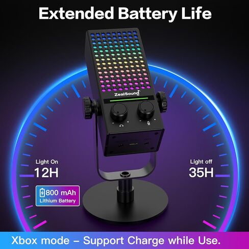 ميكروفون ألعاب ZealSound لأجهزة Xbox، وأجهزة الكمبيوتر الشخصية وأجهزة Mac، وميكروفون دفق لإلغاء الضوضاء مع كتم صوت بنقرة واحدة، وإضاءة RGB، ومراقبة، والتحكم في الكسب، وميكروفون مكثف لأجهزة iPhone، والكمبيوتر، والبودكاست، واللاعب، واليوتيوب in Saudi Arabia