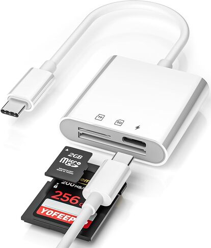 USB-C SD Card Reader, Dual Slot for SD/MicroSD Cards, Type C SD Card Adapter Compatible with iPhone 16/15, Pad,Laptop, Memory Card Reader Trail Camera Viewer Plug and Play in Kuwait