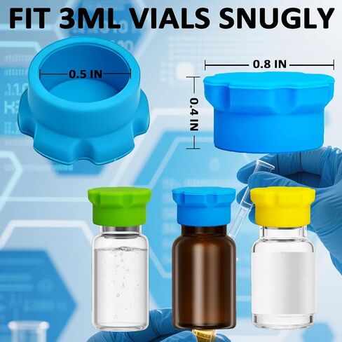 أغطية واقية من السيليكون من رونيافل 16 عبوة سعة 3 مل - 8 ألوان متنوعة، أغطية أغطية مقاومة للتسرب ومقاومة للغبار لقوارير الحقن وقوارير الببتيد، قابلة لإعادة الاستخدام وسهلة التنظيف in Kuwait