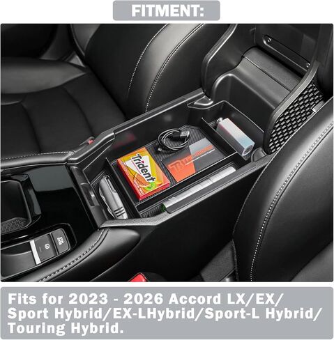 TACOBRO Center Console Organizer Tray Compatible with Honda Accord 2023 2024 2025 Accessories Armrest Secondary Storage, Fit 11th Gen Accord LX/EX/Hybrid-Sport/EX/Sport-L/Touring Black Trim in Kuwait