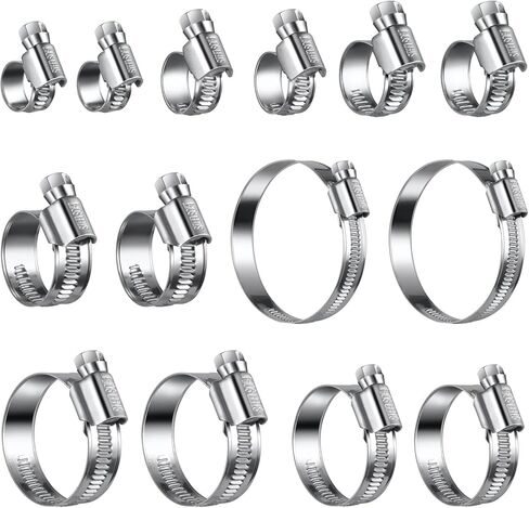 Non-Slip Hose Clamp Assortment 20 PCS (5/16 to 1-1/4 inch), Soft Hose Protection Design, Heavy Duty Worm Gear Clamps Stainless Steel 304 in Kuwait