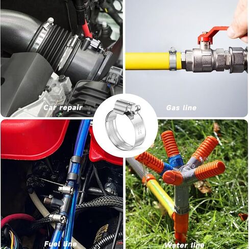 Non-Slip Hose Clamp Assortment 20 PCS (5/16 to 1-1/4 inch), Soft Hose Protection Design, Heavy Duty Worm Gear Clamps Stainless Steel 304 in Kuwait
