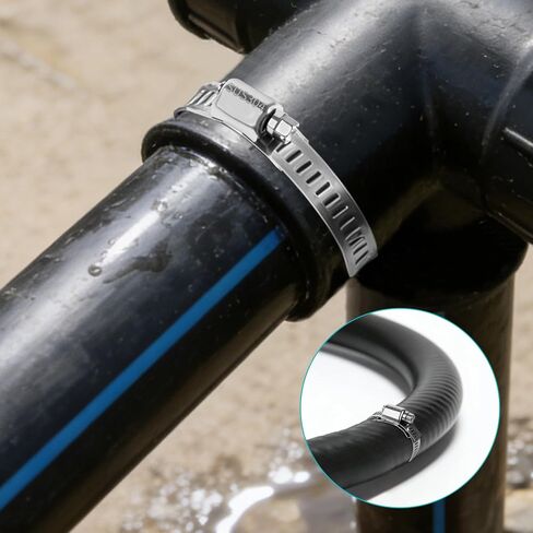 304 مشابك خرطوم من الفولاذ المقاوم للصدأ، مجموعة DIY بطول 26 قدمًا، حزام مشابك معدنية قابل للتعديل + 15 مشبك، مشابك خرطوم تروس دودة كبيرة، مشبك شريط لولبي لمشبك الأنابيب للسيارات، القناة، خط الوقود in Kuwait