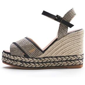 Viscata Empuria Women's Sandals 3 ¾ " espadrille wedge heels Spain Handmade. Platform ankle strap shoes made of soft, durable cotton canvas and woven with 100% natural jute and soft inner sole cushion