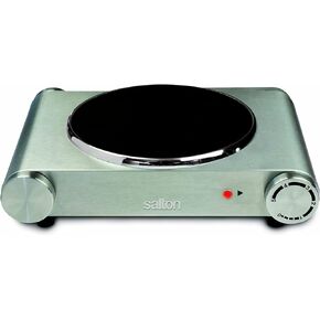 Salton HP1269, Infrared Portable Double Electric Cooktop, 7.4 inch, Stainless Steel