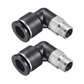 uxcell Push to Connect Tube Fitting Male Elbow 12mm Tube OD X 1/4NPT Thread Pneumatic Air Push Fit Lock Fitting 2pcs