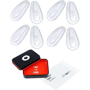 4 Pairs Ultra Soft Silicone Eyeglass Nose Pads for Oakley Fuller OX3227/Tincup OX3184/Base Plate OX3232/Conductor 6 8, Screw-in Air Chamber Anti-Slip Glasses Nose Piece Replacement Kit Clear