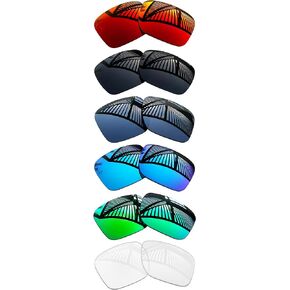 6 Pairs Replacement Lenses for Oakley Holbrook OO9102 / Holbrook Asian Fit (AF) OO9244 Sunglasses - Solid Black+Emerald+Ice Blue+Fire Red+Titanium+HD Clear