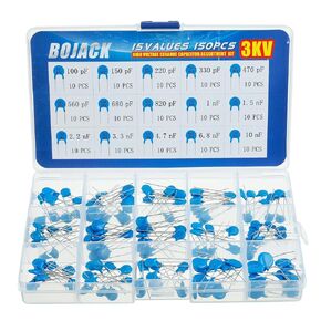 BOJACK 15 Values 150 Pcs 3KV / 100 pF to 10 nF High Voltage DIP Ceramic Capacitor Assortment Kit