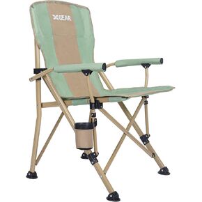 Camping Chair with Padded Hard Armrest, Sturdy Folding Camp Chair with Cup Holder, Storage Pockets Carry Bag Included, Support to 400 lbs(Blue)