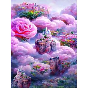 Lunyloer الماس اللوحة، 5D مجموعات الطلاء الماس للبالغين، DIY الحفر الكامل التطريز عبر غرزة الكريستال حجر الراين صور لديكور المنزل جدار الفن 12 × 16 بوصة (القلعة) in Kuwait