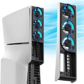 مروحة تبريد PS5، ملحقات MEQI PS5، مروحة تبريد هادئة مطورة مع ضوء LED ومحاور USB 3.0، محطة تبريد فعالة لجهاز Playstation 5 القرص/الإصدار الرقمي