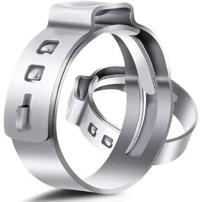 50 Pack 3/8 Inch PEX Cinch Clamps Rings 304 Stainless Steel Cinch Crimp Rings Pinch Clamps 3/8" Stepless Single Ear Hose Clamp for PEX Tubing Pipe Fitting Connections