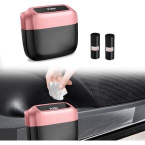 Car Trash Can with Lid, Universal Mini Leakproof Vehicle Garbage Can Bin with 60pcs Trash Bags, ABS Car Organizers and Storage for Front Back Seat Accessories Universal for All Cars