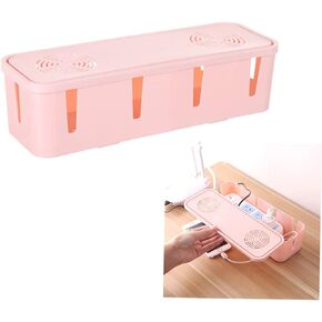 Desktop Power Strip Power Supply Cables Pink Desk Organizer Cord Box Cord Organizer Case Cord Cover Pink Storage Box Socket Take-up Box Charger Cable PC Cables Cable