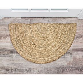 Chardin home Jute Braided Boho Semi-Circular Rug Natural Jute, 18x30 inch Rustic Jute Throw Rug, Artisanal Bohemian Handcrafted Home Décor,Perfect as Doormat, Great for Kitchens, Study, dorms
