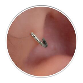 Silver Tragus Hoop Ring - Twist Wire Cartilage Piercings For Women Men - 925 Silver 20 Gauge Ear Rings Hoops Unisex