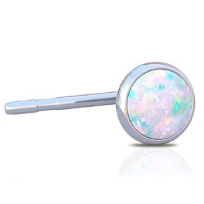 White Opal Nose Stud For Women - 3mm White Opal Gold Nose Pin, 22 Gauge L Shaped Gold Filled Nose Stud (gold-filled)