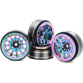 عجلة Beadlock 1.0 Plus - إطارات ألومنيوم قوس قزح ذات 6 أذرع لملحقات ترقية السيارة الزاحفة TRX4M Axial SCX24 FMS FCX24 1/18 1/24 RC
