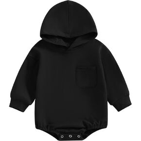 Infant Baby Boy Girl Fall Clothing Blank Hoodies Sweatshirt Romper Long Sleeve Bodysuit Outfit Winter Clothes