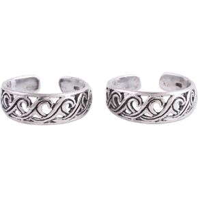 NOVICA Artisan Handmade .925 Sterling Silver Toe Rings from India Wrap 'Fascinating Swirls'(Pair)