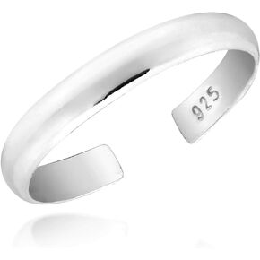 AeraVida Simple & Trendy 3mm Band of .925 Sterling Silver Toe or Pinky Ring | inimalist Toe or Pinky Ring | Adjustable Sterling Silver Toe Ring for Women