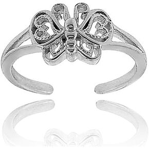 Hoops & Loops 925 Sterling Silver Butterfly Open Toe Ring for Women Teen Girls Men