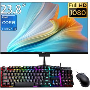 23.8" FHD All-in-One Desktop Computer PC, Core i5-1135G7 2.4GHz Up to 4.2GHz,16GB RAM, 512GB SSD, CAM, WiFi, HDMI, RGB Keyboard&Mouse, Windows 11 Pro