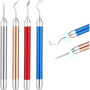 4pcs Weeding Tools for Vinyl with Light, Multicolored LED Weeding Tool with 4 Styles Pin and Hook for Removing Iron on Scrapbooking DIY Craft Vinyl Paper Silhouettes Cutting Cameos