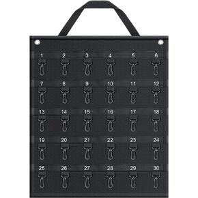 Oudain Rollable Key Case 30 Keys Roll up Key Organizer Roll up Key Case for Professionals Flexible Black 1680D Oxford Cloth for Car Dealership, Estate Sales, Hotel Executives, Car Rental, 21 x 17.5 In