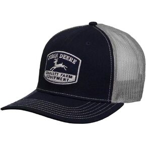 John Deere Men's JD Navy MESH Back Cap, Black and Grey, One Size