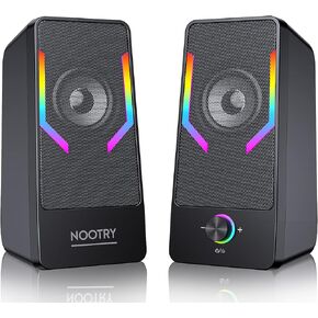 سماعات كمبيوتر بلوتوث، مكبرات صوت مكتبية للألعاب RGB مع إضاءة خلفية 7 ألوان، مكبرات صوت ستيريو واضحة مع تحكم سهل الوصول، 10 وات - تعمل بمنفذ USB للكمبيوتر الشخصي والشاشة وسطح المكتب والكمبيوتر المحمول in Kuwait