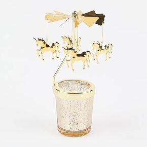 Candle Holders，Rotating Candlestick，Gold Starlight Glass Candle Holder,Restaurant Wedding Christmas Valentine's Day Thanksgiving Wedding Anniversary Birthday Party Table Decoration (Unicorns)