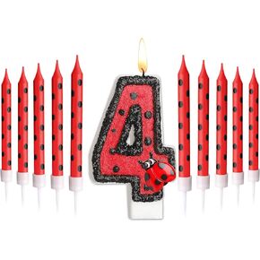 Ladybug Number 1-9 Birthday Cake Candle Numeral Birthday Candles Birthday Decorations Black Red Polka Dots Ladybird Dots Ladybug Theme Candles for Birthday Party Baby Shower (Number 1)