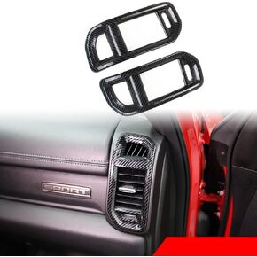 Korlot Dashboard Side A/C Vent Frame Cover Trim for Dodge RAM 1500 2500 3500 2019-2024 (Carbon Fiber Pattern)