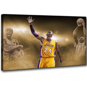 Kobe Bryant Canvas Wall Art Posters Framed Painting Print Wall Decor Mamba Mentality Artwork Home Decor for Living Room Bedroom Gaming Room Man Kid Cave Ready to Hang (12"x18’’(30x45cm),Frame,k-1)