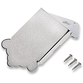 Alomejor Mandolin Tailpiece Bridge Mandolin Guitar Tailpiece with Cover and Screws for Mandolin Guitar Musical Instrument Part(Silver)