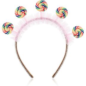 TEHAUX Lollipop Headband, Lollipop Headdress Candy Headband Girls Hair Accessories Princess Decor Carnival Headpieces Party Hair Hoops Hair Decor Princess Hair Accessories for Girls Women