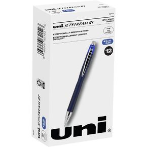 uni-ball® Jetstream™ RT Retractable Ballpoint Pens, Fine Point, 0.7 mm, Blue Barrel, Blue Ink, Pack Of 12