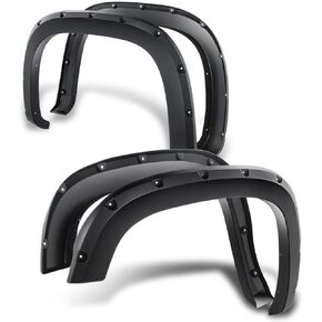 DNA MOTORING WF-81021-MBK Printable Pocket-Riveted Wheel Fender Flares Compatible with 07-13 Sierra 1500/07-14 Sierra 2500HD & 3500HD 97.6" 78.7" 78" Fleetside Bed, Matte Black