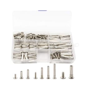 LBY 130pcs Chicago Screws Binding Screw Posts,M5 x 16/20/25/29/35mm, M8 x29mm Rivet Screws Assortment Kit, Furniture Hardware Fitting, Nickel-Plated, Carbon Steel